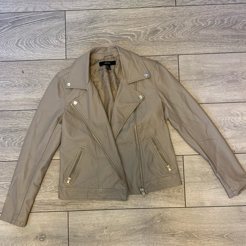 Nude faux leather jacket